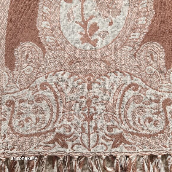 Wool Lightweight Woven Stripe Neutral Tan Brown Italy - Picture 4 of 7